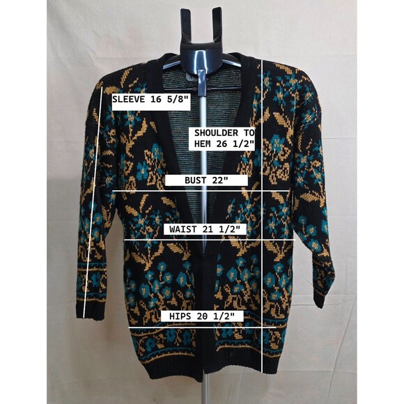 Vintage Women's Bright Lights Floral Knit Open Front Cardigan – 1970s–1980s - Picture 3 of 10